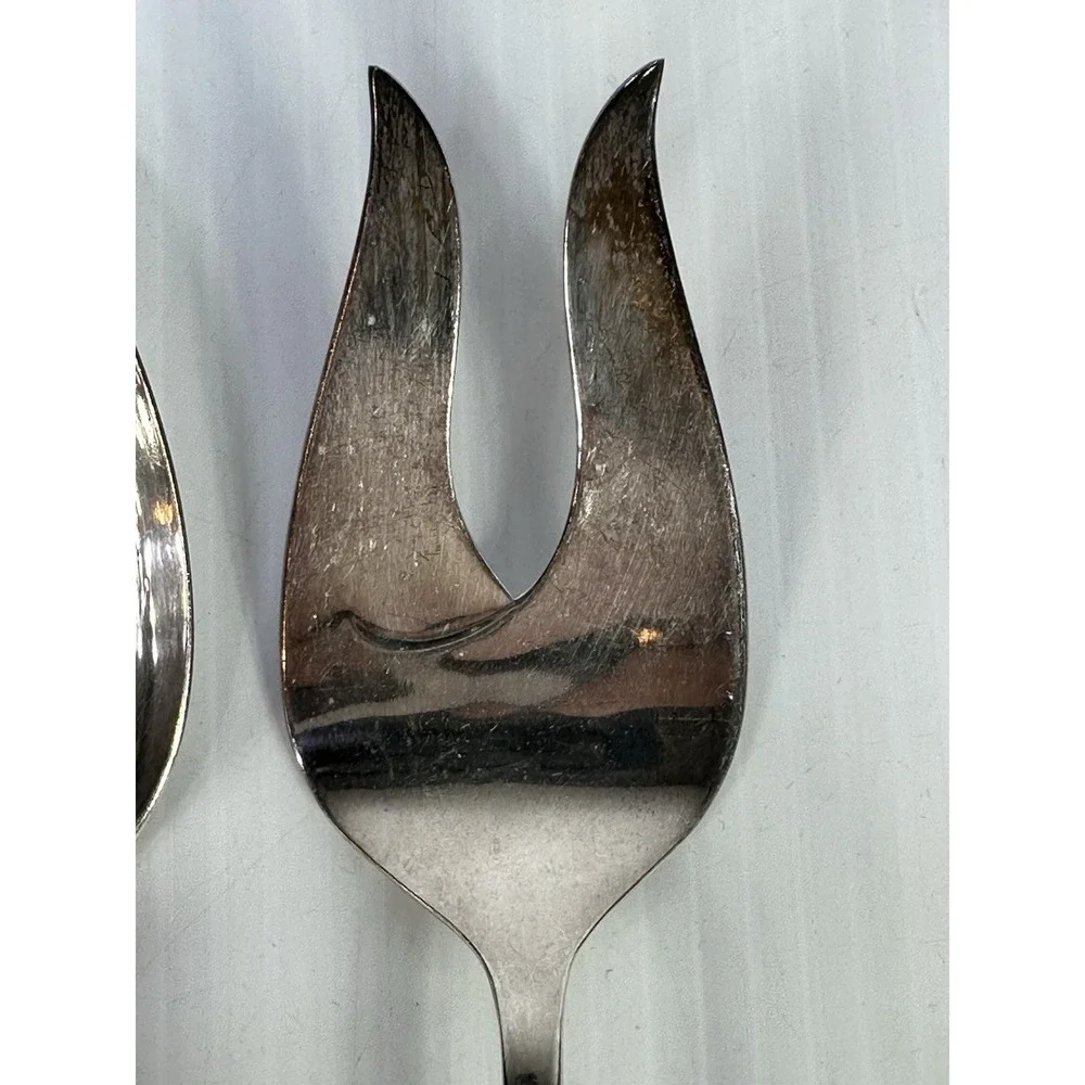 Vintage HOLMES & EDWARDS Deep Silver Serving Spoon & Fork 9 in Flatware